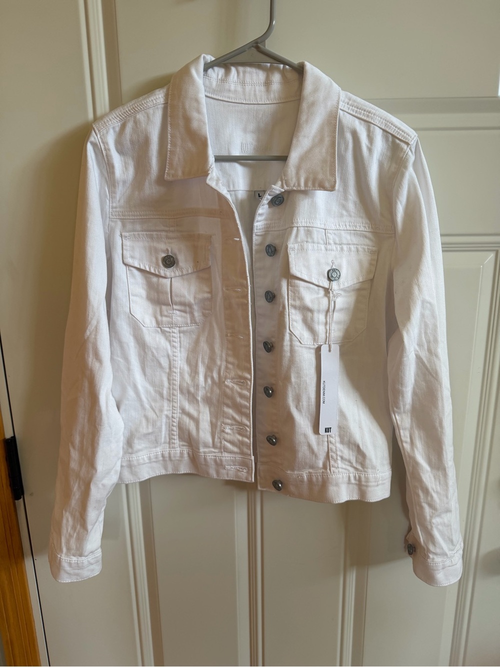 NWT Kut from the Kloth Optic White Denim Jacket, Size L